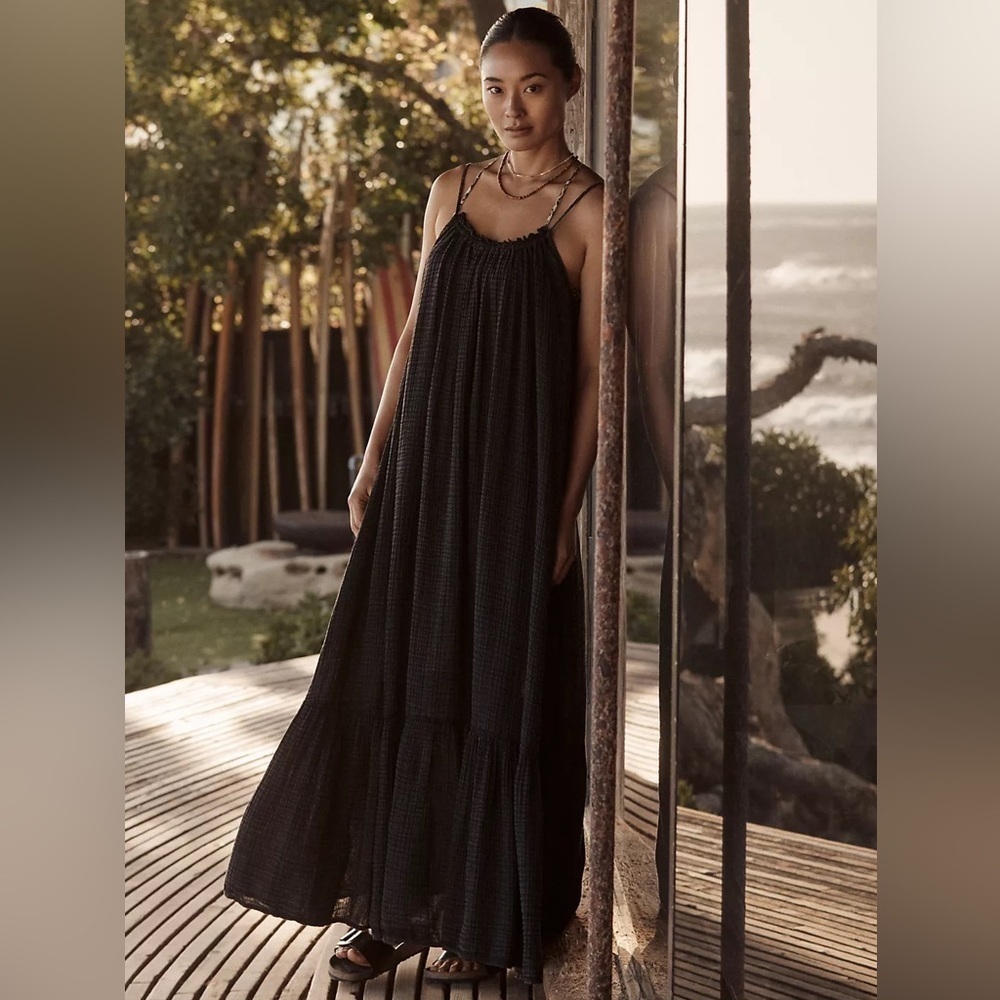 NWT! By Anthropologie Black Malika Gauze Dress - Multiple🧢🏀